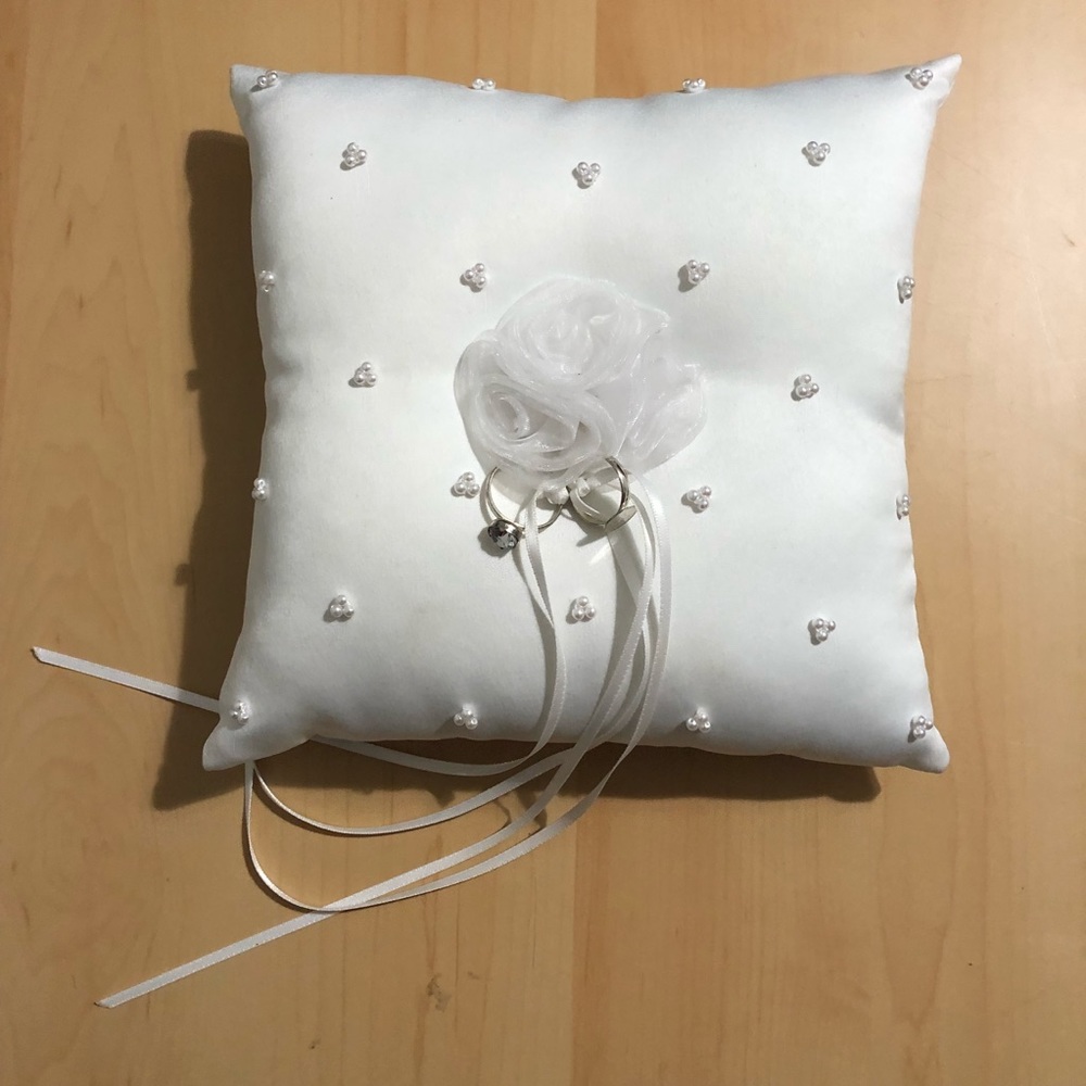 White Ring Bearer Pillow